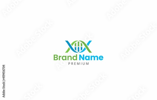 Biotechnology Double Helix DNA Logo Design Vector Template