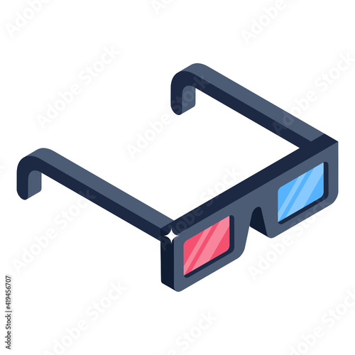 
3d glasses in the isometric style icon 

