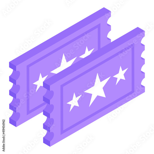 
Theatre tickets icon in trendy isometric style. 

