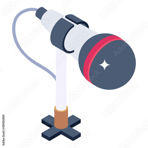 
Isometric style icon of a vintage microphone 

