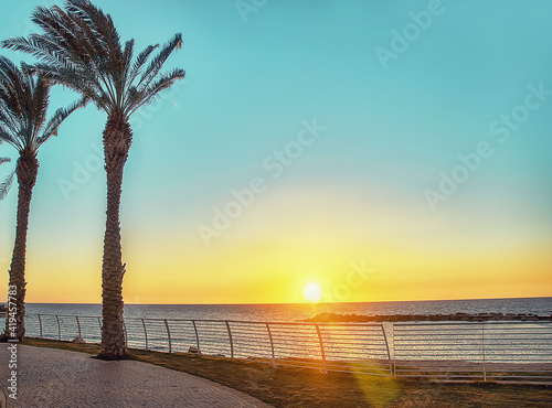 sunset on the Mediterranean coast, Israel