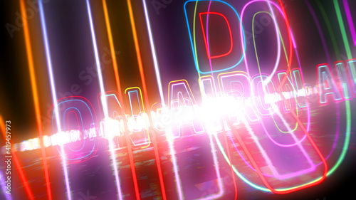 On air radio neon sign abstract concept 3d illustration