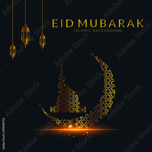 Luxurious Eid Mubarak greeting design. Illsutration