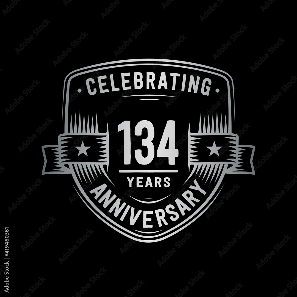 Fototapeta premium 134 years anniversary celebration shield design template. Vector and illustration 