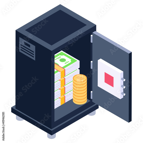 
An isometric design of money vault icon

