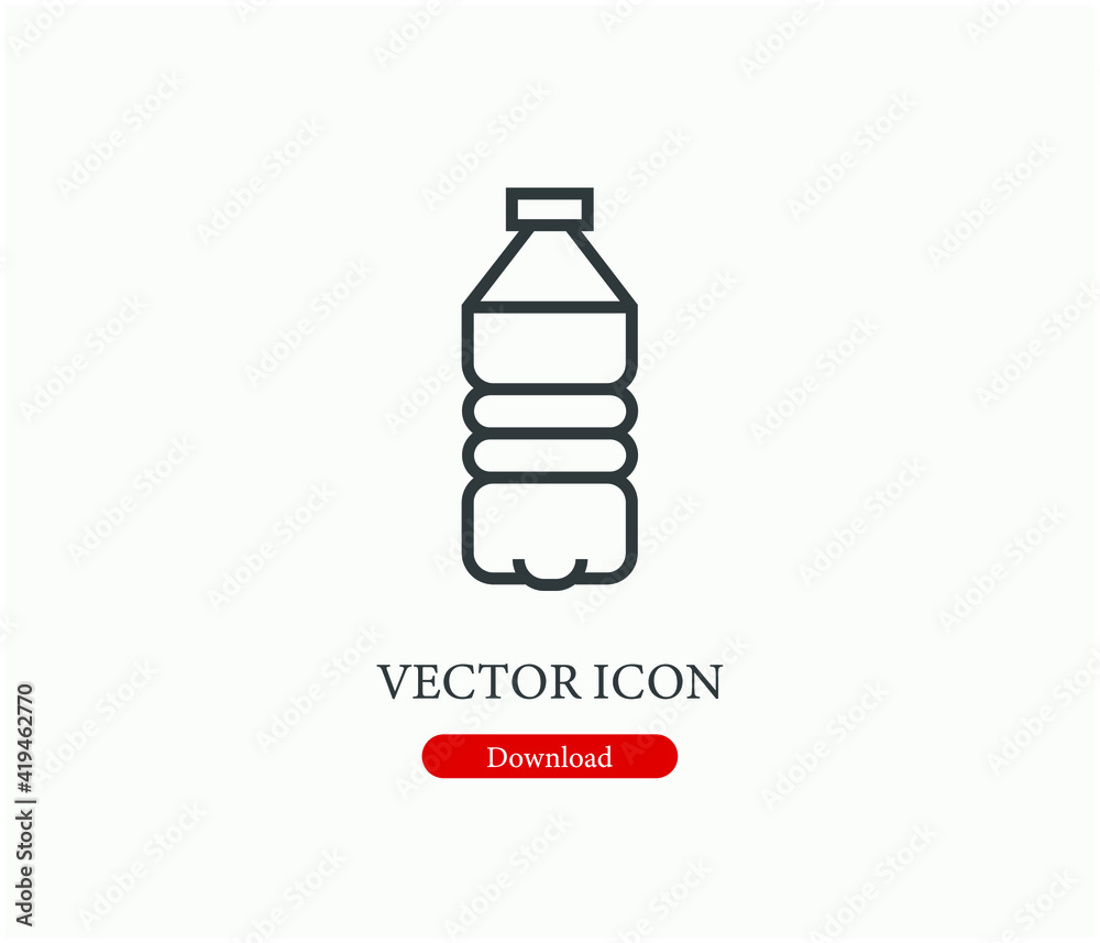 Water bottle vector icon. Editable stroke. Linear style sign for use on web design and mobile apps, logo. Symbol illustration. Pixel vector graphics - Vector Water bottle vector icon. Editable stroke. Linear style sign for use on web design and mobile apps, logo. Symbol illustration. Pixel vector graphics - Vector