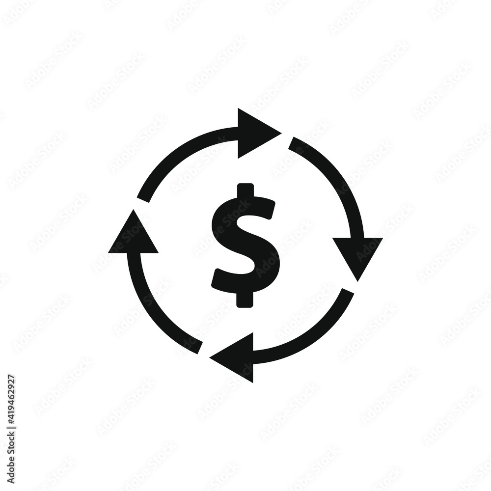 Velocity of money. Dollar currency circulation icon concept isolated on white background. Vector illustration Velocity of money. Dollar currency circulation icon concept isolated on white background. Vector illustration