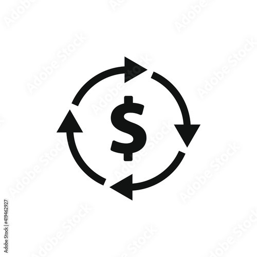 Velocity of money. Dollar currency circulation icon concept isolated on white background. Vector illustration