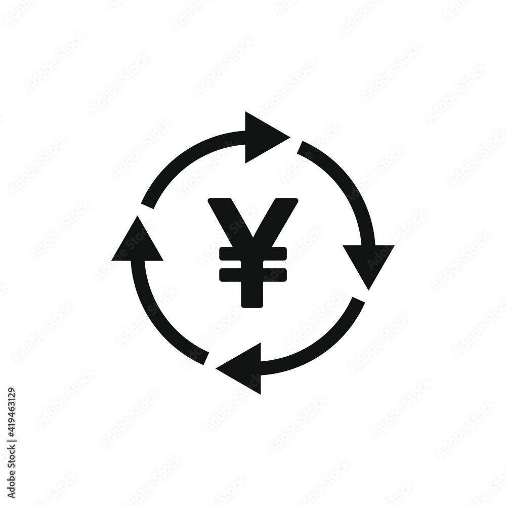 Velocity of money. Yuan currency circulation icon concept isolated on white background. Vector illustration