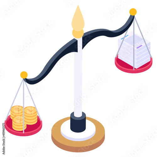 
Trendy isometric icon of business comparison, financial balance scale

