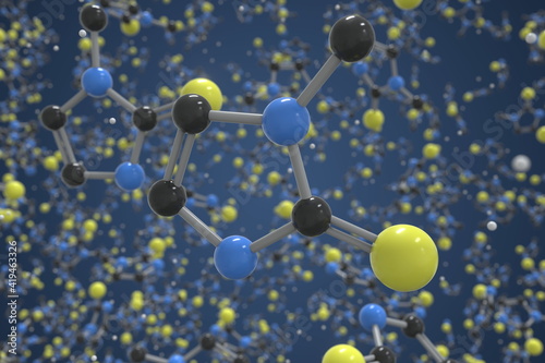 Methimazole molecule. Ball-and-stick molecular model. Chemistry related 3d rendering photo