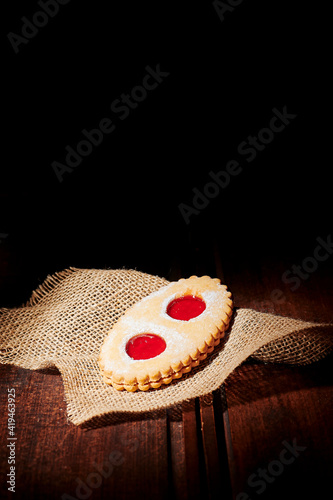 two biscuits on black background restaurant france