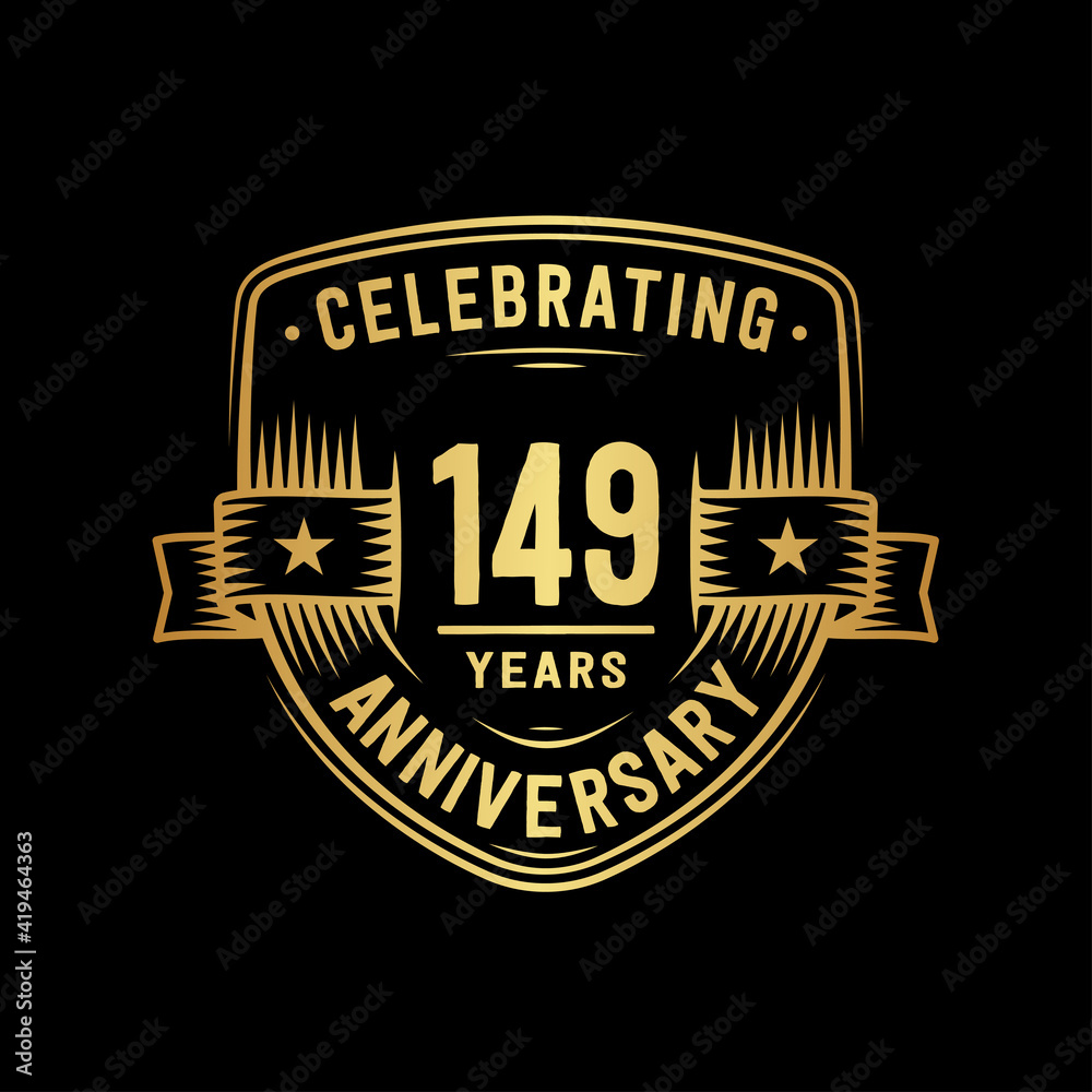 Fototapeta premium 149 years anniversary celebration shield design template. Vector and illustration