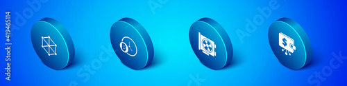 Set Isometric Blockchain technology, Video graphic card, Cryptocurrency wallet and Bitcoin with clock icon. Vector.