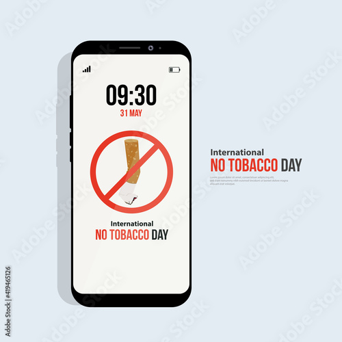 International No Tobacco Day isometric illustration. mobile phone concept