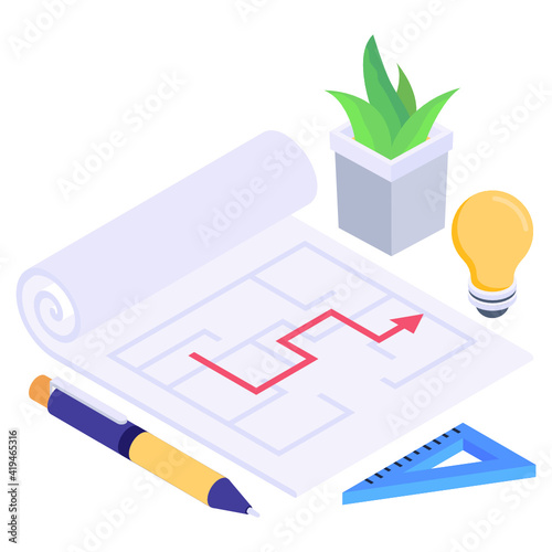 
Isometric icon of financial invoice 

