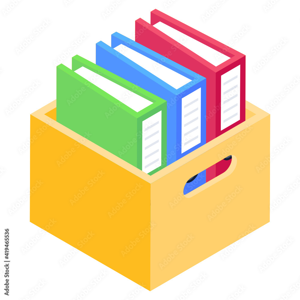 
A files drawer icon in isometric design

