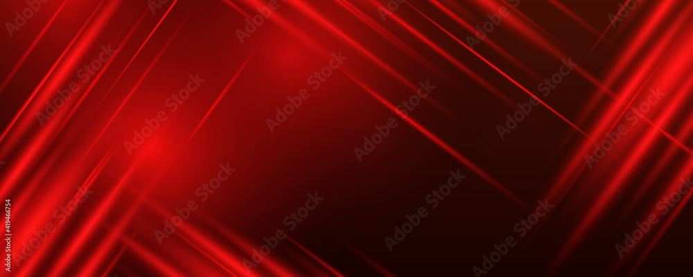 Abstract red light background. Illustration of abstract red and black metallic with light ray and glossy line. Metal frame design for background. Vector design modern digital technology concept