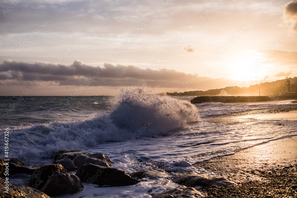 Fototapeta premium Nice Sunset promenade des anglais