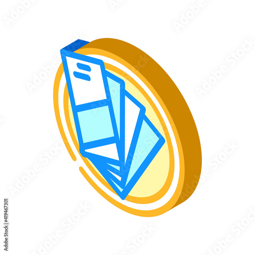 table with booklets isometric icon vector illustration