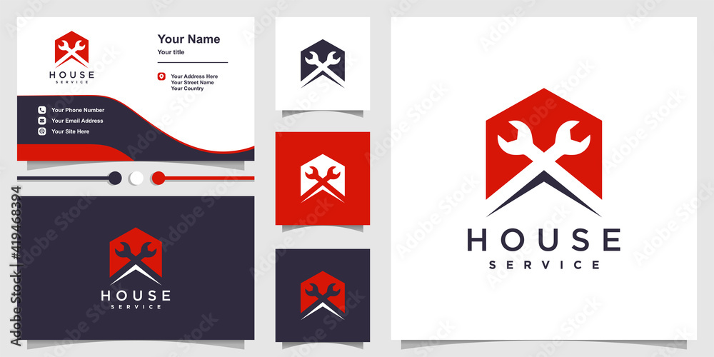 Home logo template and business card with line creative service concept Premium Vector Home logo template and business card with line creative service concept Premium Vector