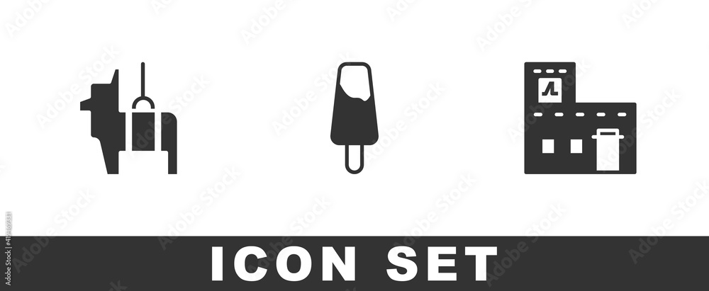 Set Pinata, Popsicle ice cream and Mexican house icon. Vector. Set Pinata, Popsicle ice cream and Mexican house icon. Vector.