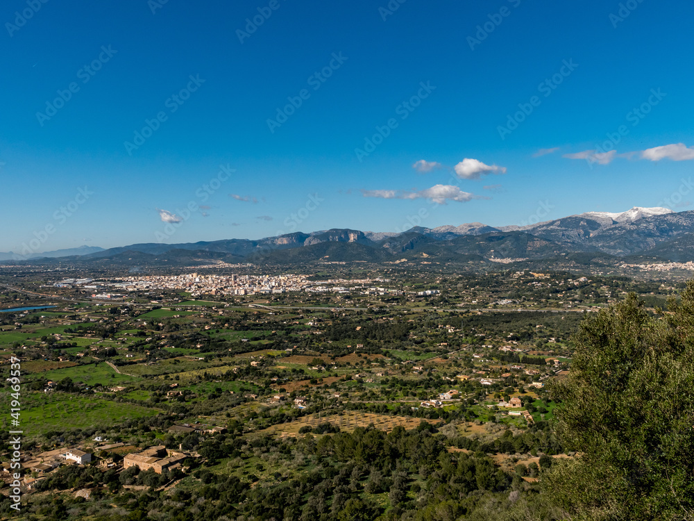 panoramic view of the city of Inca on the balearic island of mallorca, spain