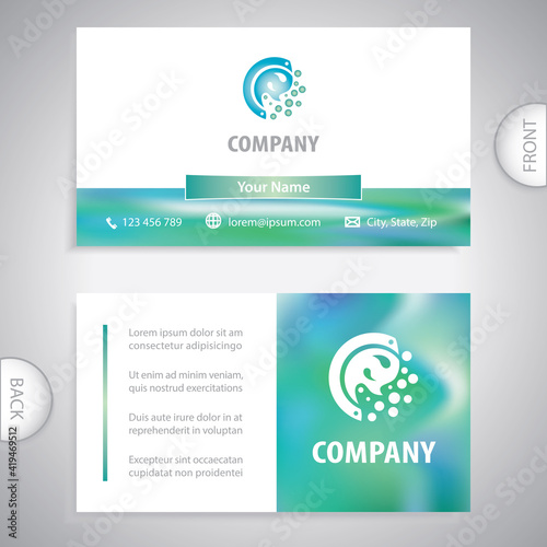 Business card template. Symbol for washing clothes and disinfection. Cleaning service. Hygienic cleaning work.
