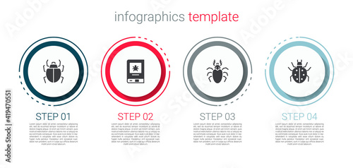 Set Mite, Book about insect, Beetle deer and . Business infographic template. Vector.