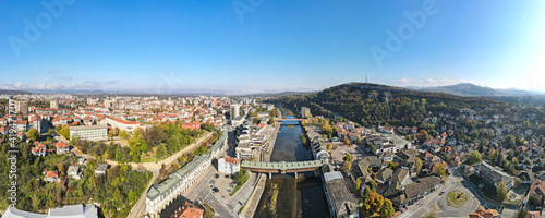 Aerial view of center of town of Lovech, Bulgaria © Stoyan Haytov