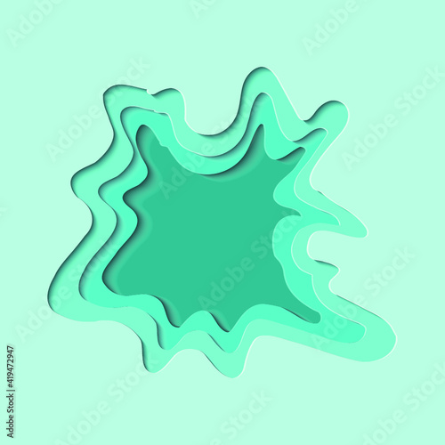 Blue paper cut cartoon. Background concept greeting card, banner. Vector illustration