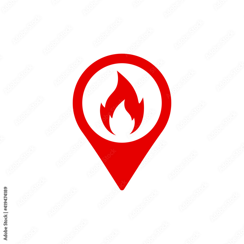 Fire location icon flat design isolated on white background. Vector illustration Fire location icon flat design isolated on white background. Vector illustration