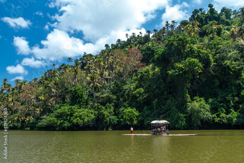 one of the seven lakes in San Pablo , Laguna, Philippines during summer season. Known as the land of the seven lakes formed by volcanic activity. its being used as a fishing farm by the locals. 