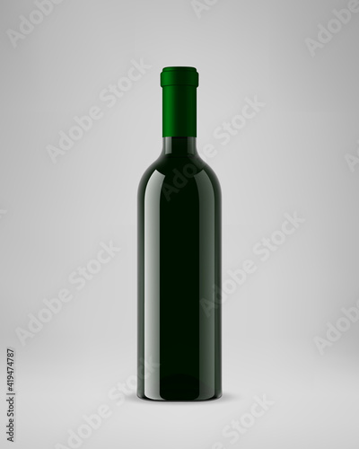 Isolated wine bottle. 3D illustration. Vector illustration
