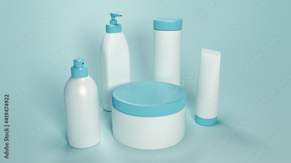 Set of 3D render packaging mockups of cosmetic products. Glossy bottles of shampoo, gel, cream, lotion, hair mask, aconditioner, deodorant… Set of 3D render packaging mockups of cosmetic products. Glossy bottles of shampoo, gel, cream, lotion, hair mask, aconditioner, deodorant…