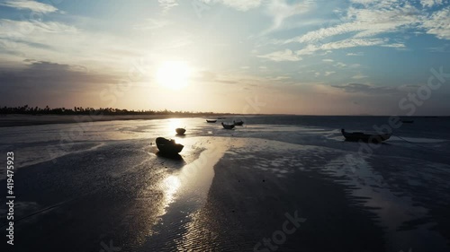 Sunset at beach ,Ceará, Brazil , Aerial drone footage