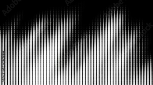 Vector halftone dots background. Black and white striped pattern. Wavy dotted texture.