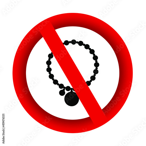 No jewelry forbidden sign vector icon