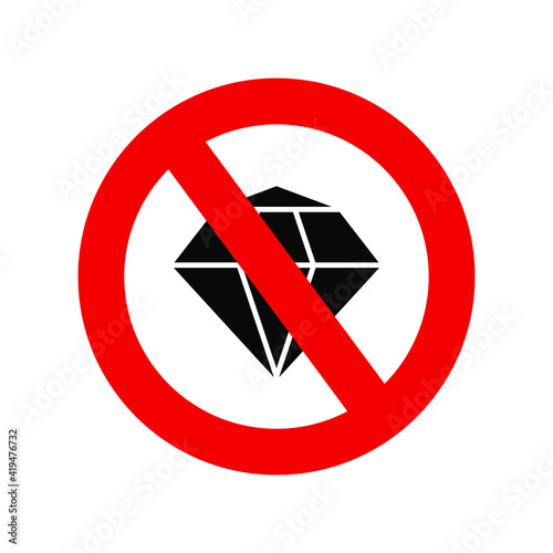 No jewelry forbidden sign vector icon