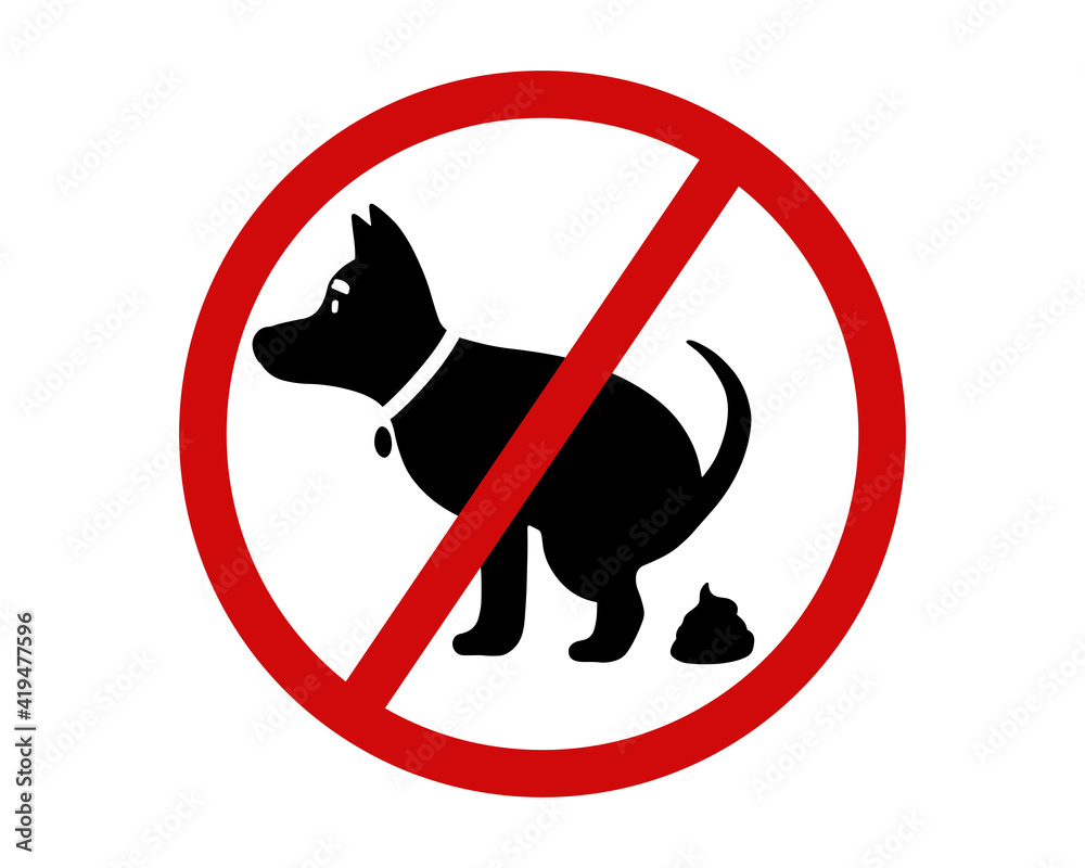No dog poop warning sign. Cute symbol vector illustration isolated on