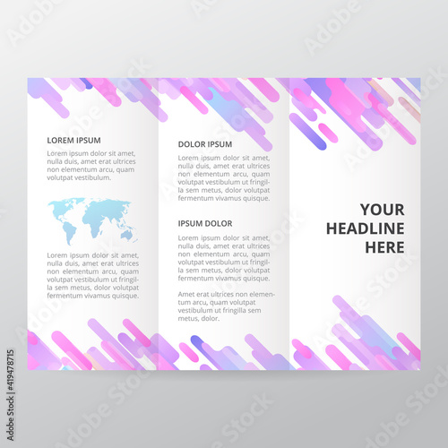 Purple Geometry Trifold Brochure. business brochure template, trend brochure.