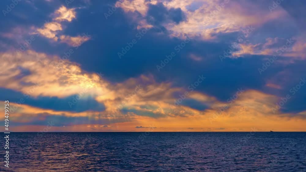 Timelabs sunset on the background of the sea