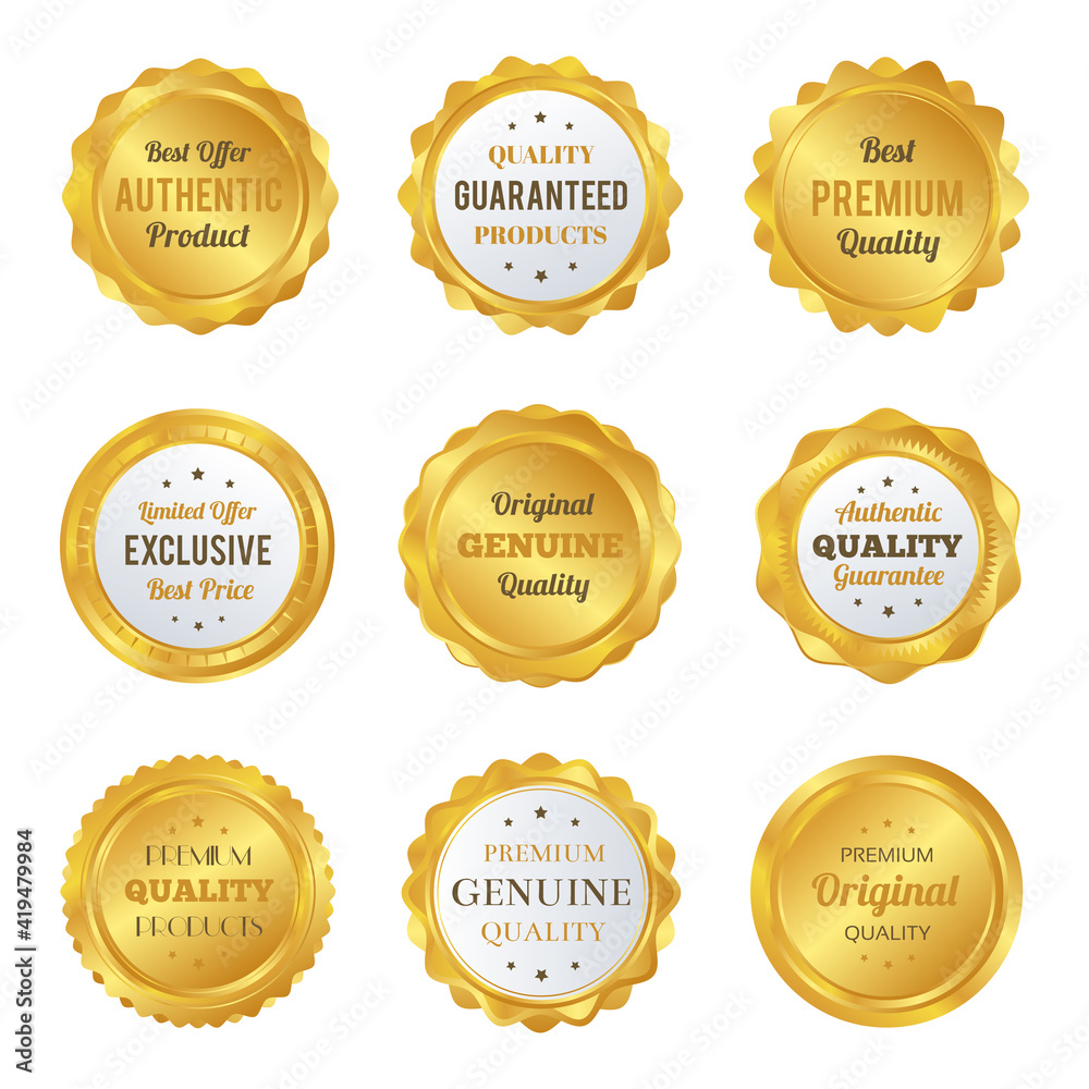 Luxury gold badges and labels premium quality product