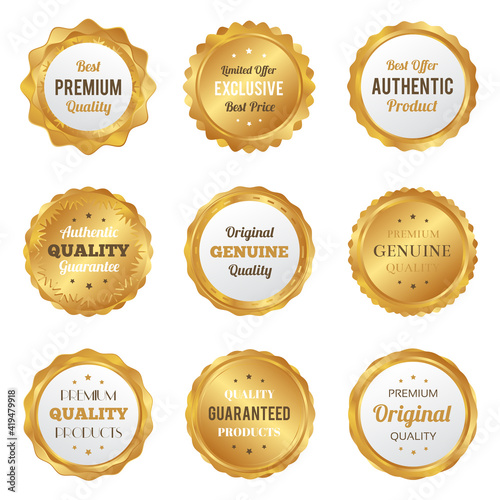 Luxury gold badges and labels premium quality product
