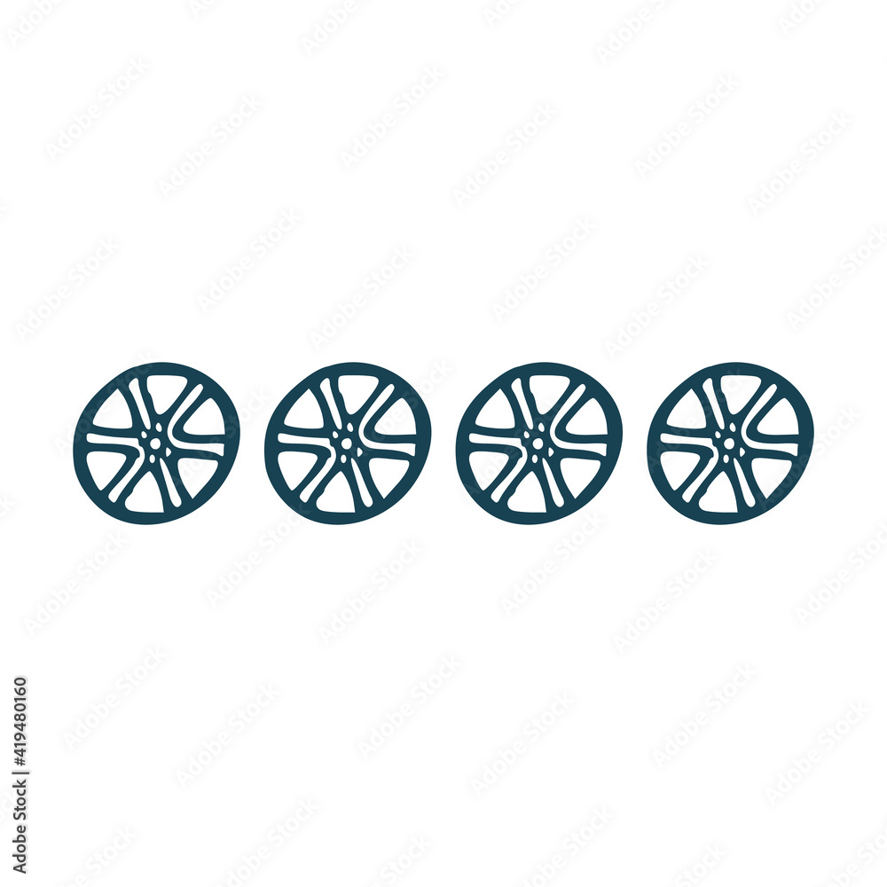 car wheel vector icon design template hand drawn on white background illustration. car wheel vector icon design template hand drawn on white background illustration.