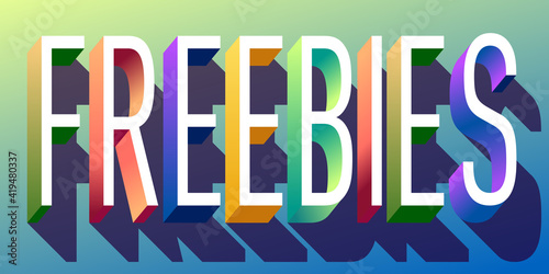 Colorful illustration of "Freebies" word 