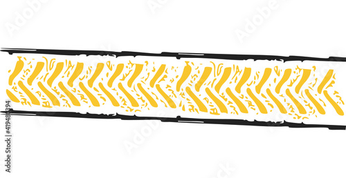 Tire tread tracks. Car, motorcycle and bicycle mark prints bike wheel on traces on white background vector illustration.