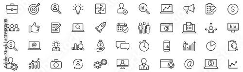 Business and management line icons set. Vector