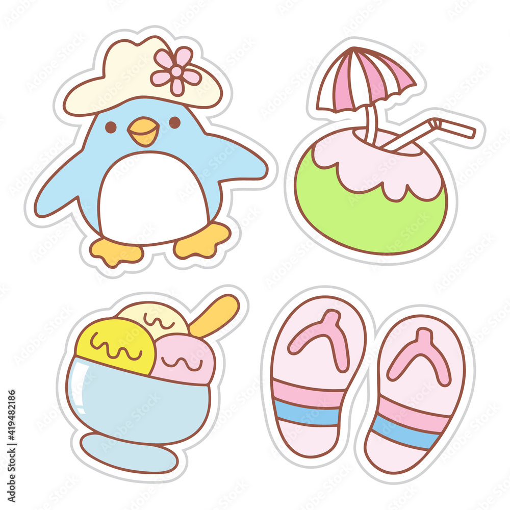 Fototapeta premium Cute hand drawn object stickers