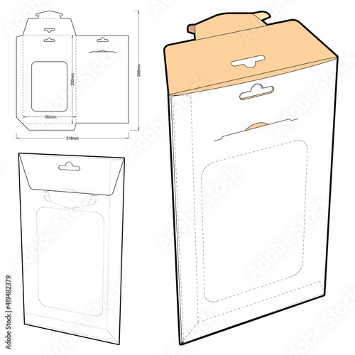 Packaging Envelope and Die-cut Pattern. The .eps file is full scale and fully functional. Prepared for real cardboard production.